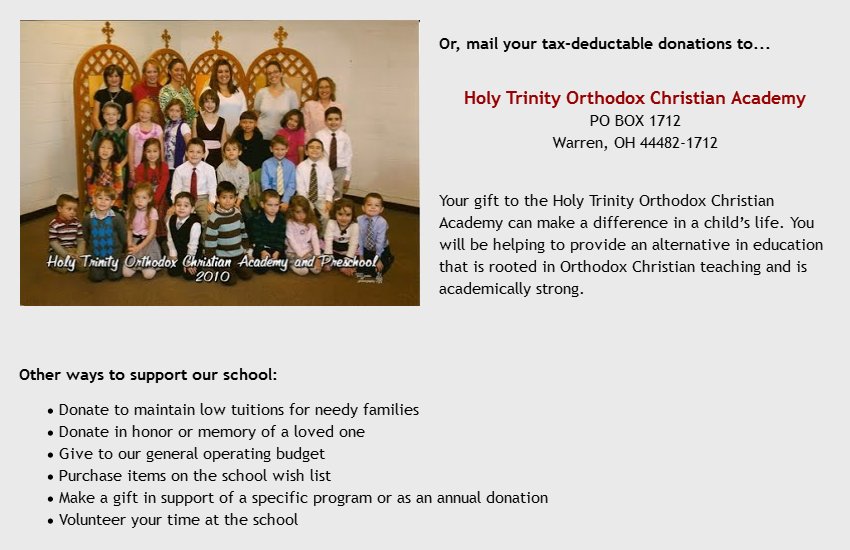 [Holy Trinity Orthodox Christian Academy and Preschool in Warren, Ohio]