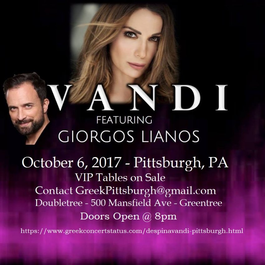 [Despina Vandi and Giorgos Lianos in concert in Pittsburgh, Pennsylvania]